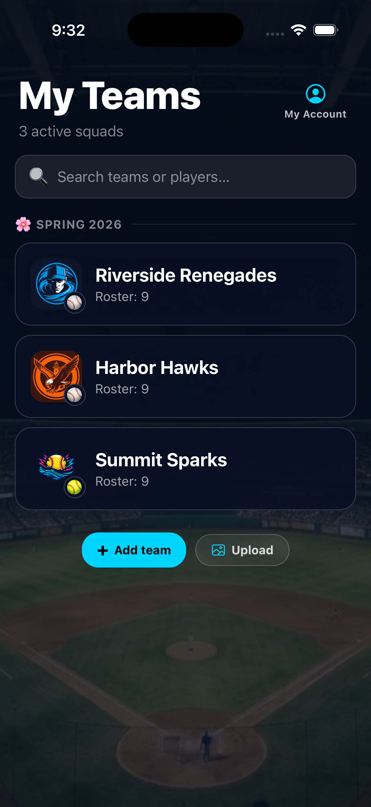 My Teams screen in On Deck